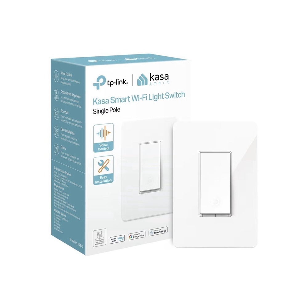 TP-Link Kasa HS200 Smart Wi-Fi Light Switch, Single Pole, White, App/Voice